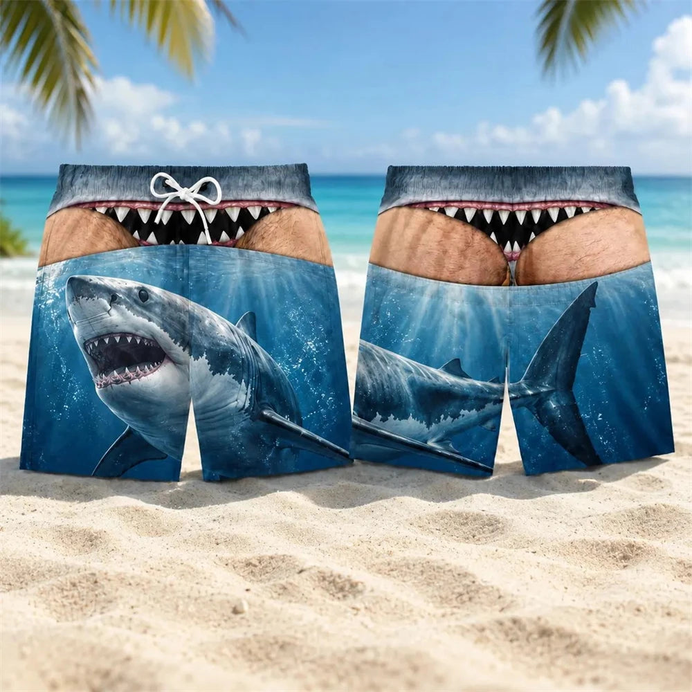 Spider Web Prank Swim Trunks For Men Scary Spider 3D Illusion Fake Underwear Print Board Shorts Novelty For Beach Holiday Party