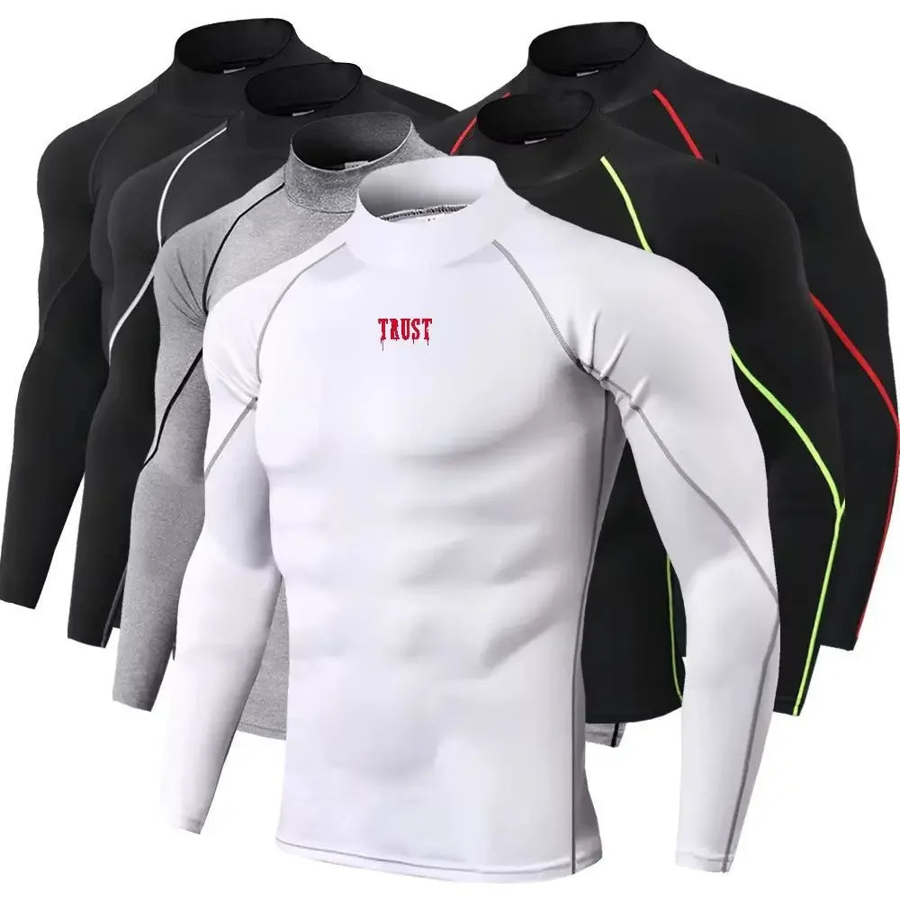 Men Sport T-shirt Quick Dry Bodybuilding Running Shirt Long Sleeve Compression Top Gym T Shirt Men Fitness Tight Men Underwear
