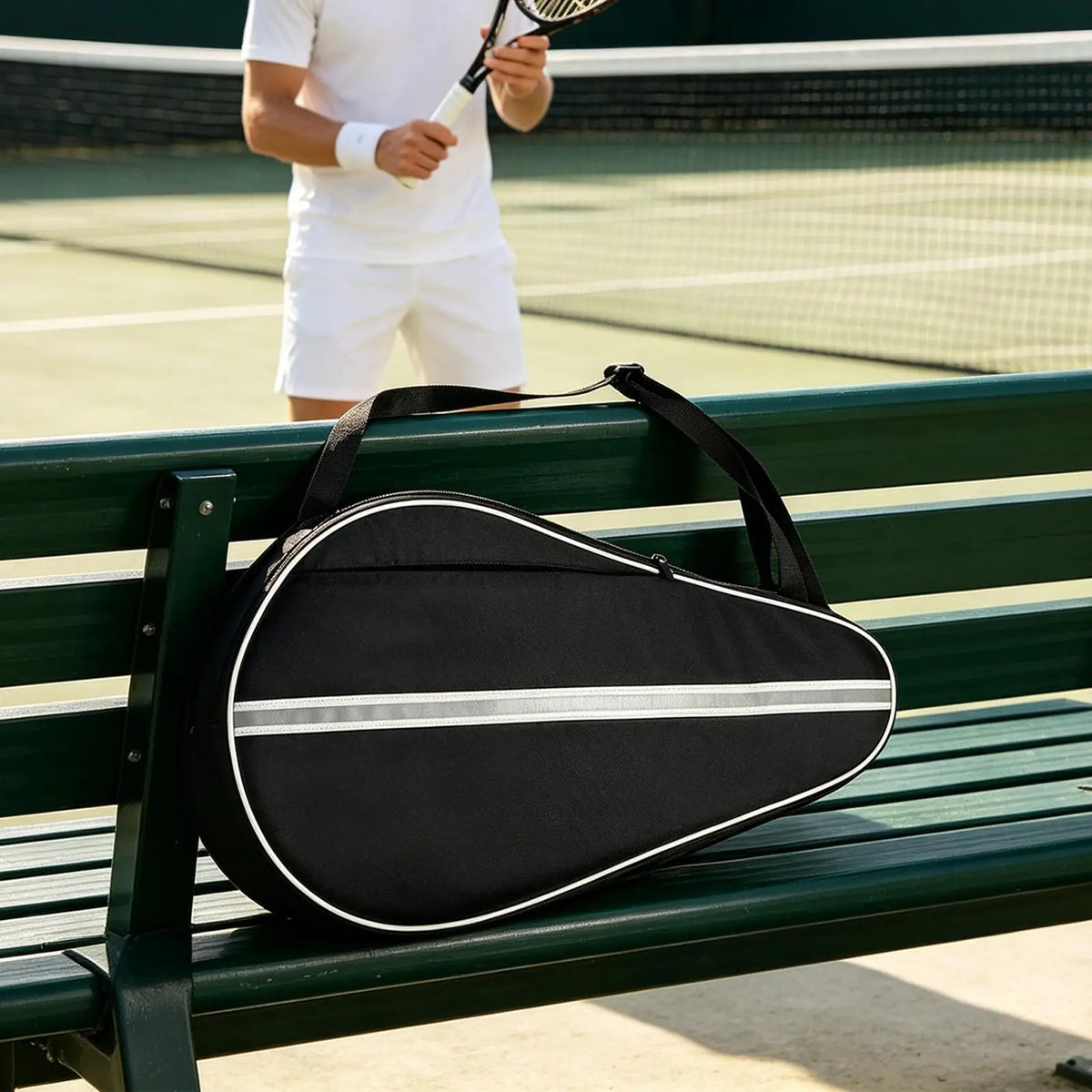 Tennis Racket Bag Portable Zipped Night Reflective Waterproof Storage Paddle Storage Travel Backpack For Gym Park Club Stadium