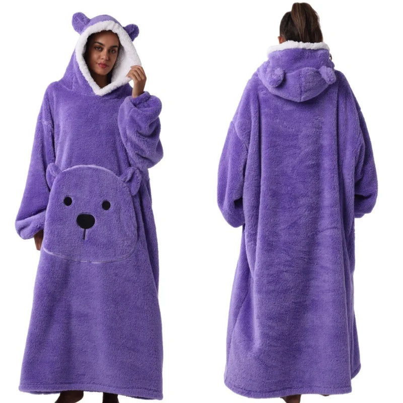 Bear Fleece Hooded Wearable Blanket