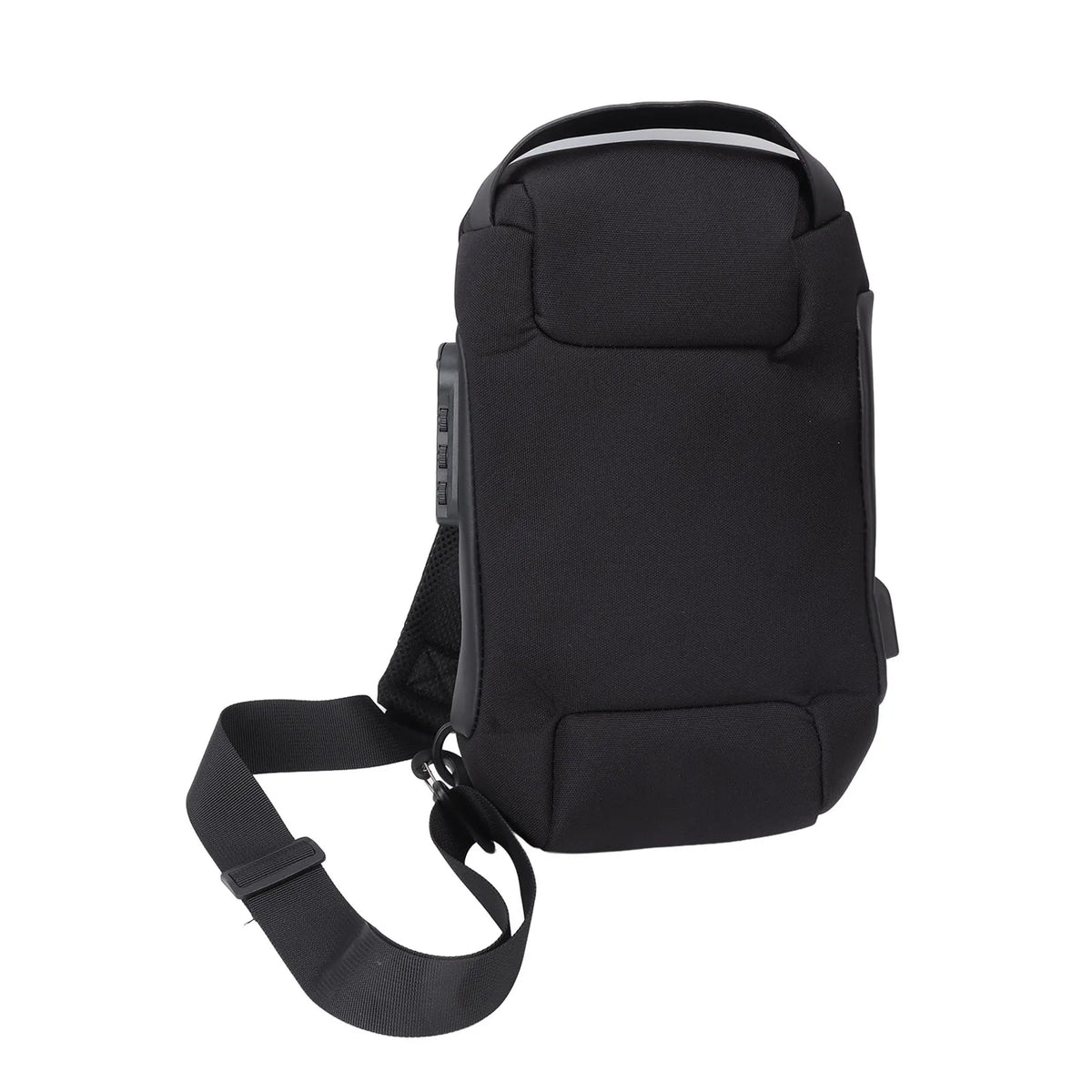 Shoulder Backpack Oxford Cloth Large Capacity Lockable Zipper Portable Sling Bag for Women Men Black 1 Piece 320g