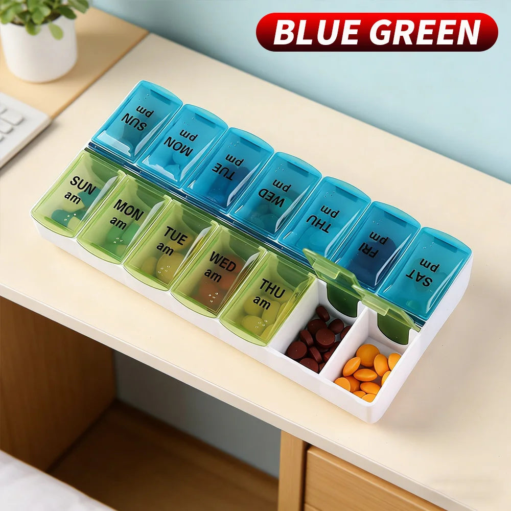 Portable 14-Compartment Pill Organiser