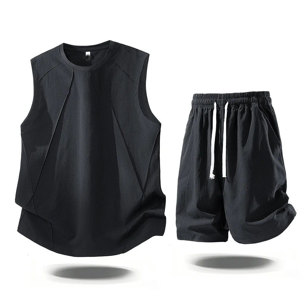 Mens Casual 2 Piece Outfits 2026 Summer Fashion Sleeveless Tank Top and Elastic Waist Shorts Male Daily Wear Athletic Gym Sets