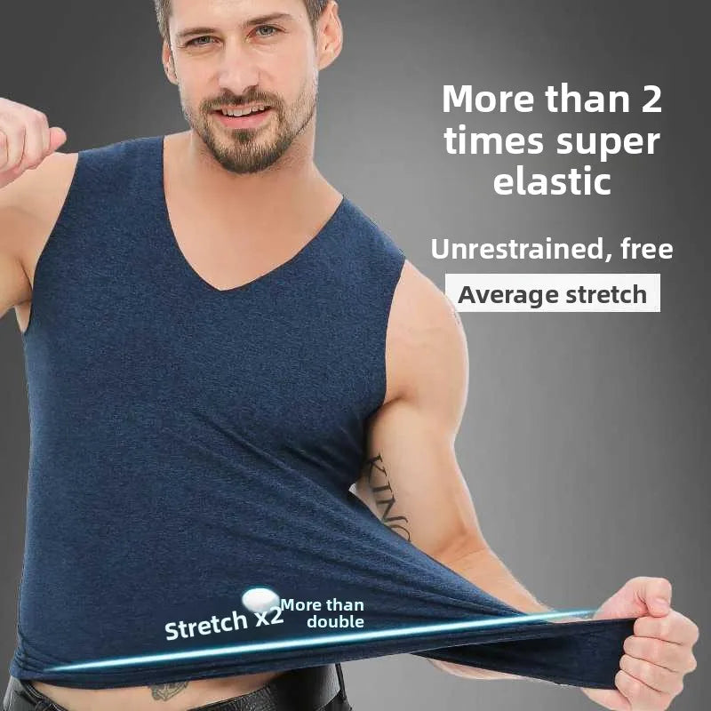 1pc Winter Thermal De Velvet Cation Heating Seamless Bottoming Shirt Warm Vest Men Fleece Lined Thermal Underwear