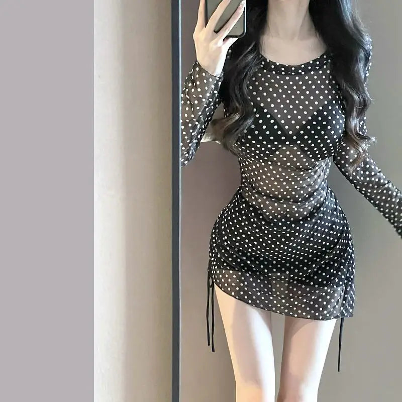 Women's Black Swimwear & Long-Sleeve Cover-Up Set