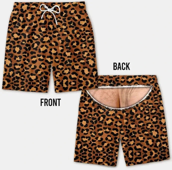 Summer Funny Body Print Hawaiian Beach Short Personalized Vacation Travel Gifts for Men Swim Trunks Fake Underwear Beach Shorts