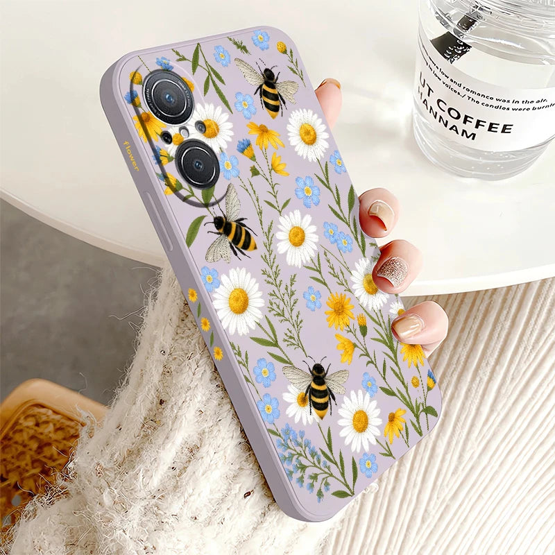 Bee Pattern Phone Case For Huawei Y9 Prime Y7 Pro 2019 Y7A Y9S Nova 6 9 SE 8i 5T 3i P20 P30 P40 Lite E P Smart Z Plus Soft Funda