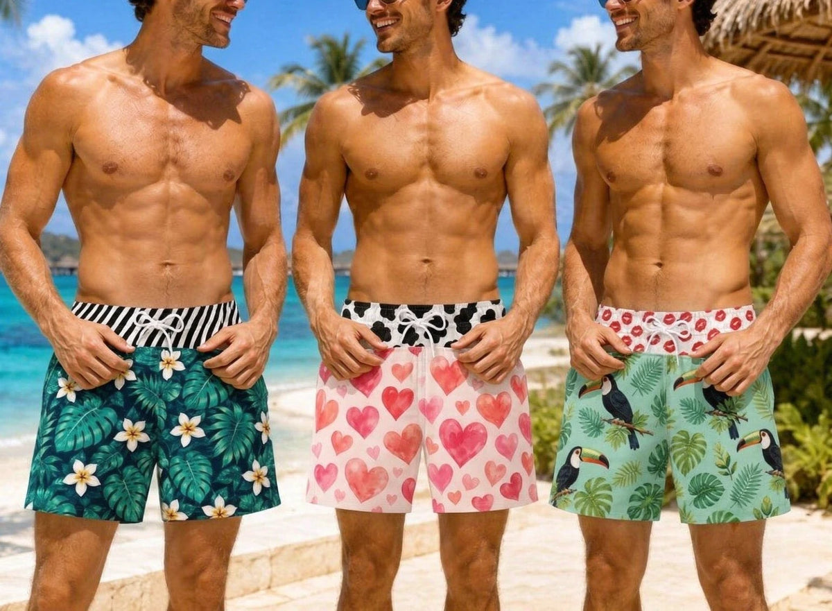 Personalized Funny Men Swim Trunks Gag Gift for Him Big Booty Beach Short Summer Fashion Swim Trunks Fake Underwear Beach Shorts