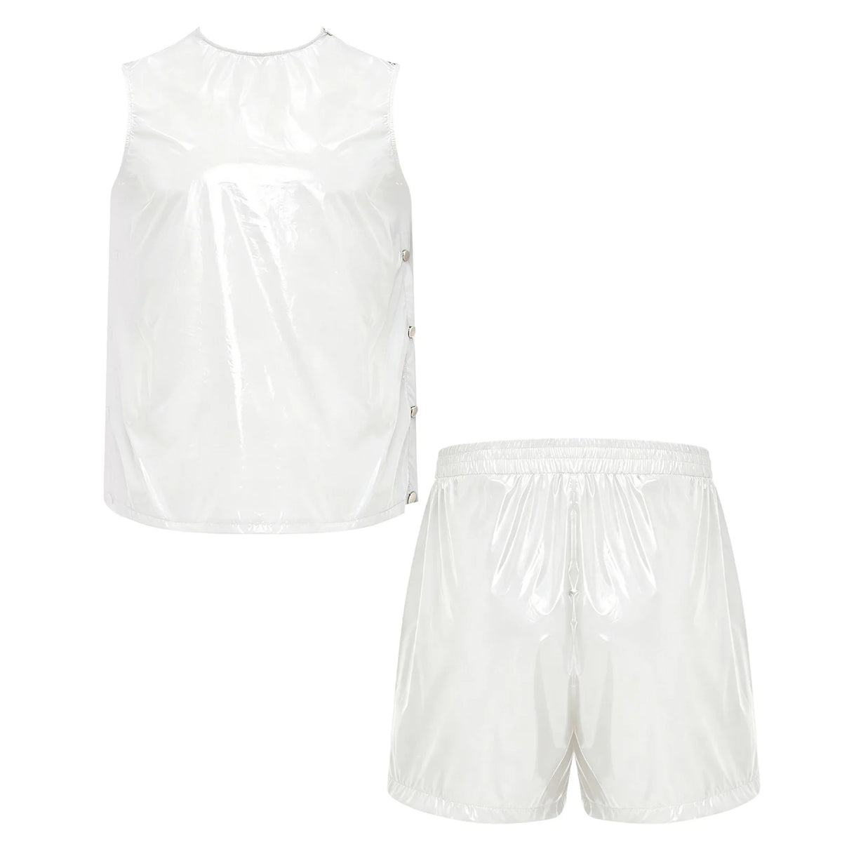 Mens Special Needs Waterproof Sweat Tracksuit Tank Tops Set And Sides Buttons Boxer Shorts Two Pieces Outfit Adaptive Clothing