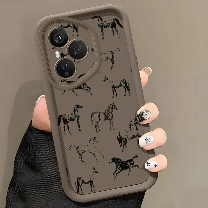 Creative Horse Pattern Phone Case For Honor 400 200 Pro Magic7 Lite X8c X9c Smart X6a X6b X6c Shockproof Soft TPU Silicone Cover
