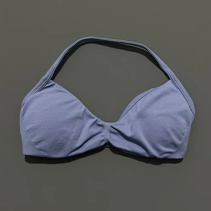 Women's Strappy Backless Halter Sports Bra