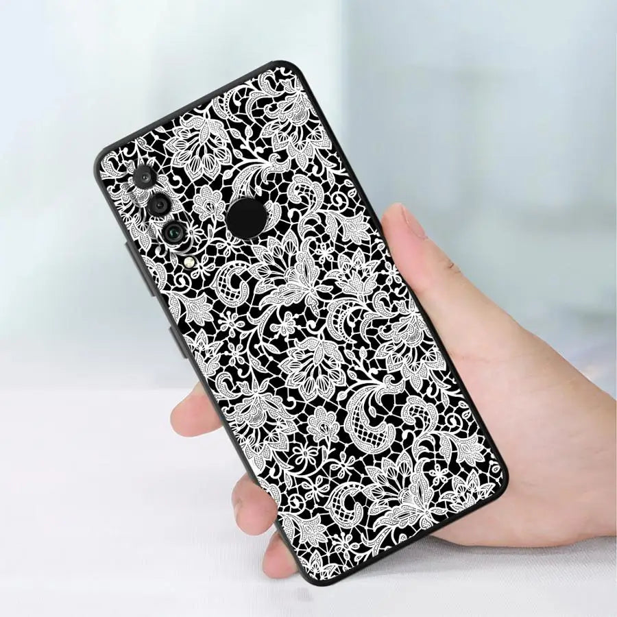 Case for Huawei P20 P40 Lite P30 P20 Pro P20 Lite 2018 P Smart 2019 Funda Phone Cover Black Floral Lace