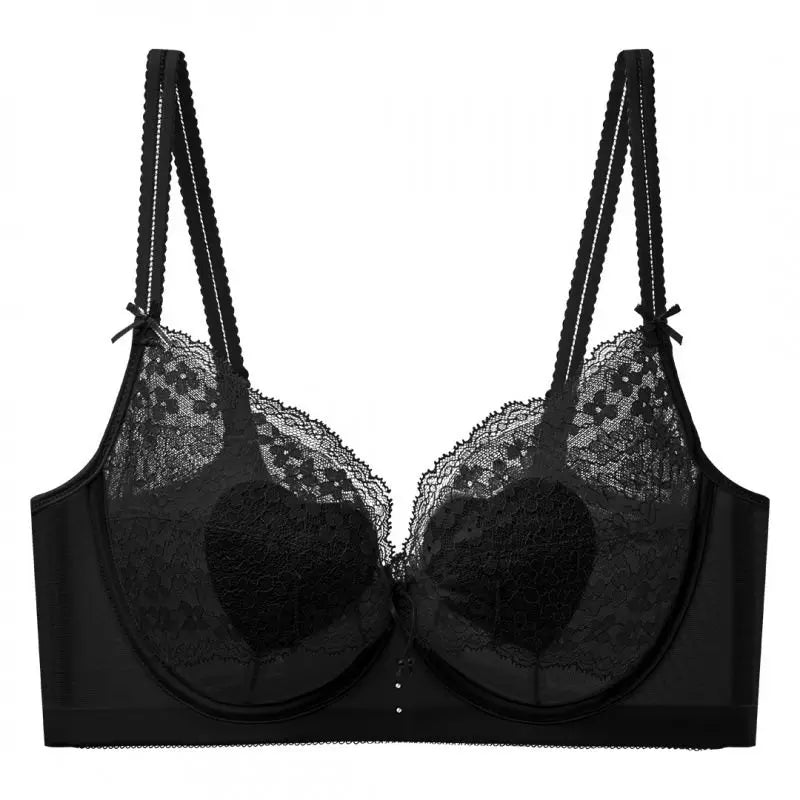 Lace Push Up Bra For Women Soft Underwire Bunny Ear Cup Ultra Thin Supportive Brassiere Full Bust Daily Wear Underwear