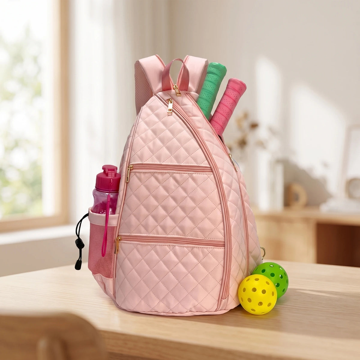 Racket Backpack Quilted Tennis Backpack Sports Bag Water-Resistant Lightweight for Pickleball Players, Practice Sessions