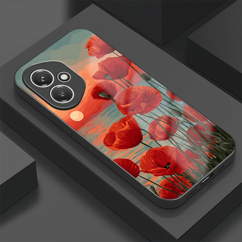 Floral Tulip Pattern Phone Case For Huawei Honor 400 Lite 90 70 50 Lite 30 20 20S 300 Pro 200 Smart Tempered Glass Cover