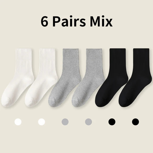 6-Pack Relaxed-Cuff Cotton Socks