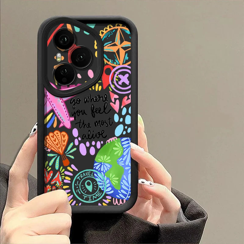 Airplane Painting Pattern Phone Case For Honor 400 200 Pro X8c X9c Smart X6a X6b X6c Magic7 Lite Shockproof Soft Silicone Cover