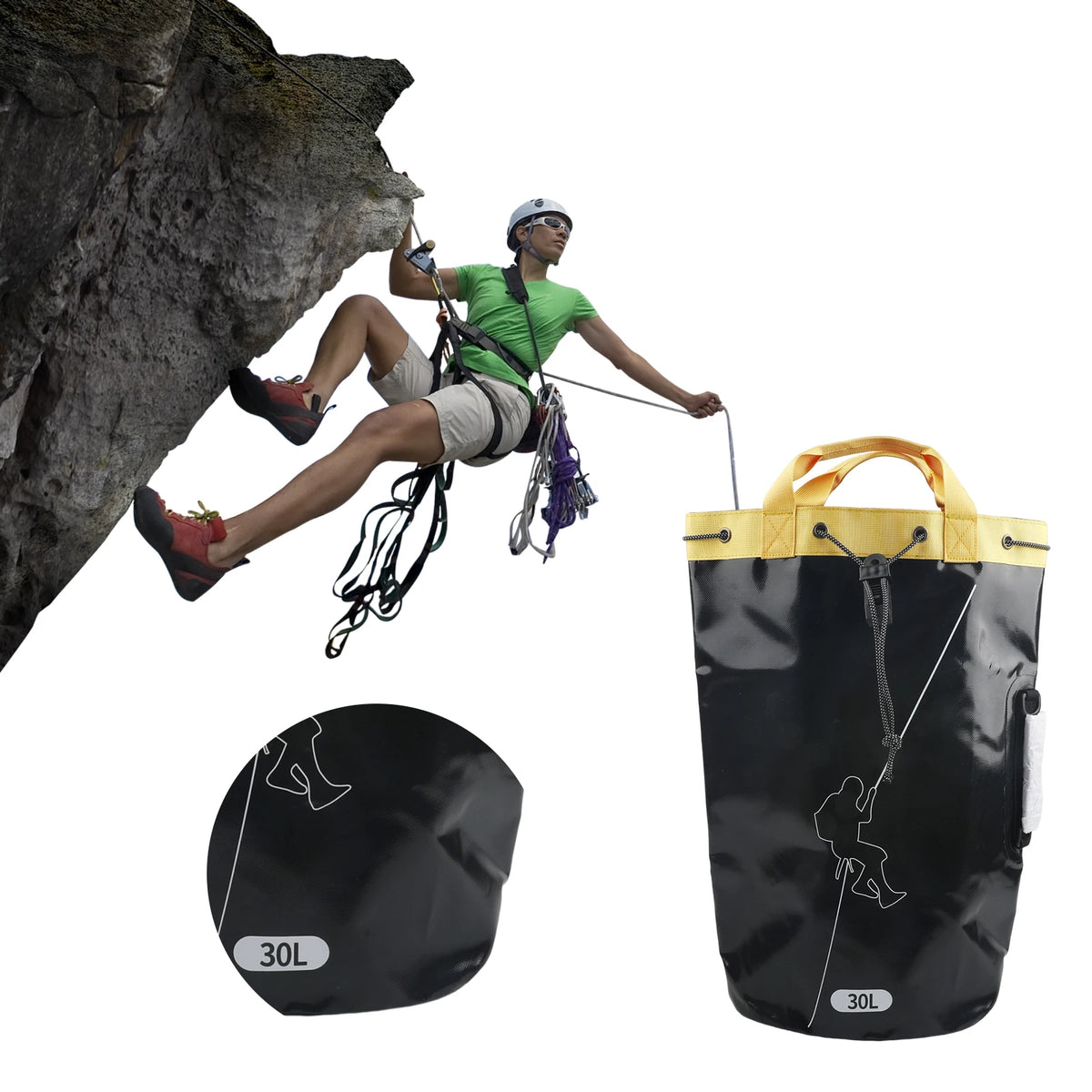 PVC Storage Backpack Drainable Portable Arborist Equipment Large Capacity for rock Climbing Backpack for Mountaineering Hiking