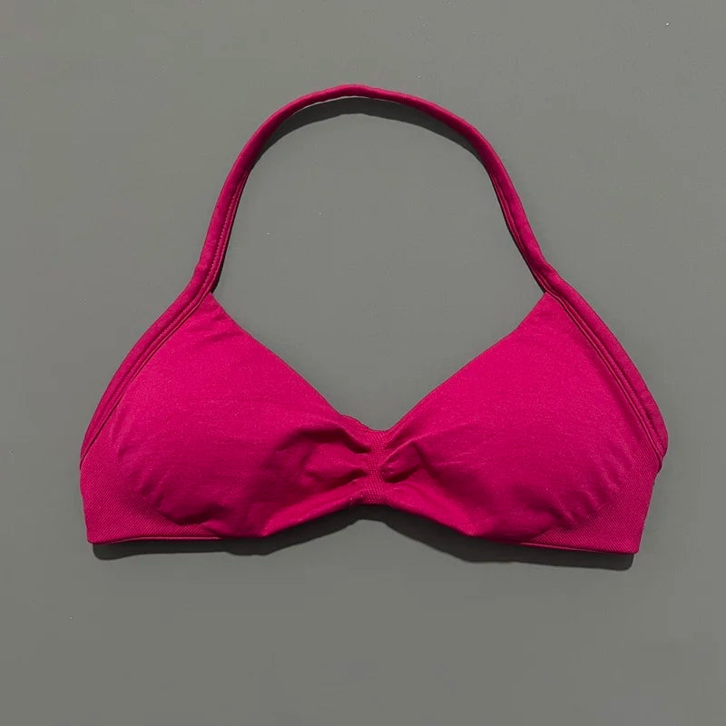Women's Strappy Backless Halter Sports Bra