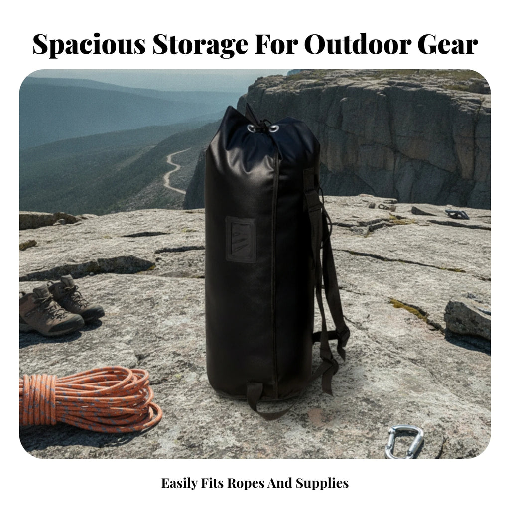 Cylindrical Rope Bag Waterproof Climbing Rope Bag Gear Carrier Metal Eyelets Adjustable Backpack Straps for Climbers