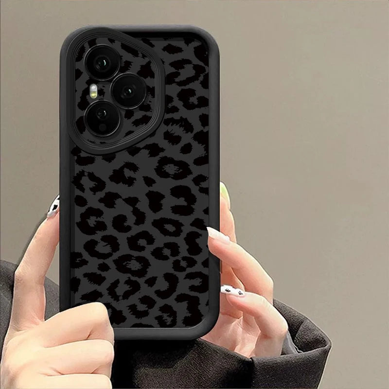 Soft TPU Phone Case For Honor 400 Pro 200 Pro X8c X9c Smart X6a X6b X6c Magic7 Lite Black Spotted Pattern Silicone Back Cover
