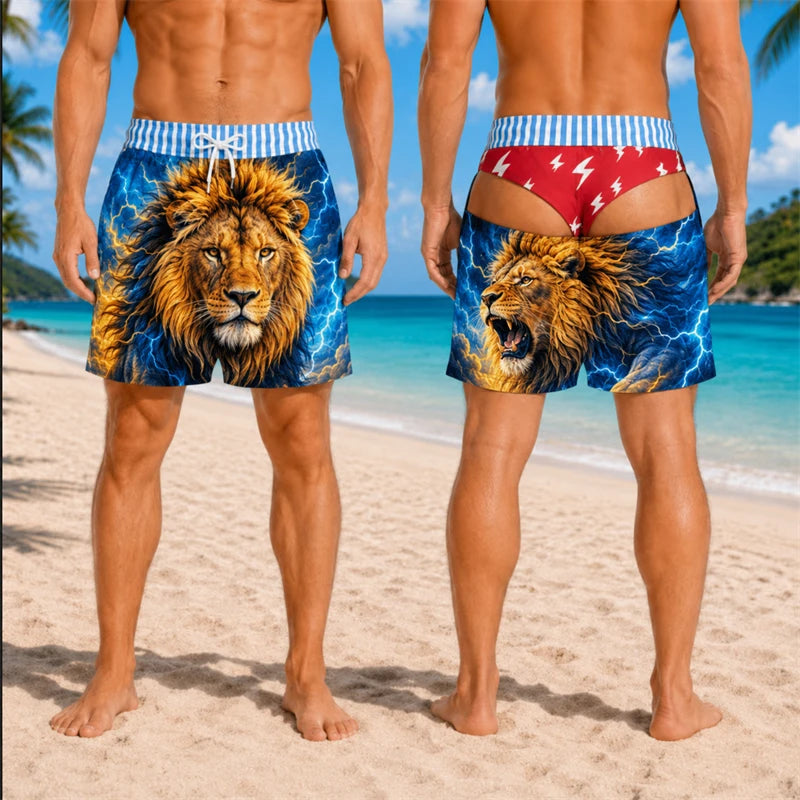Funny 3D Print Fake Buttock Underwear Designs Swim Trunks For Men cartoon Animals Theme Style Quick Dry Beach Shorts Hot Sale