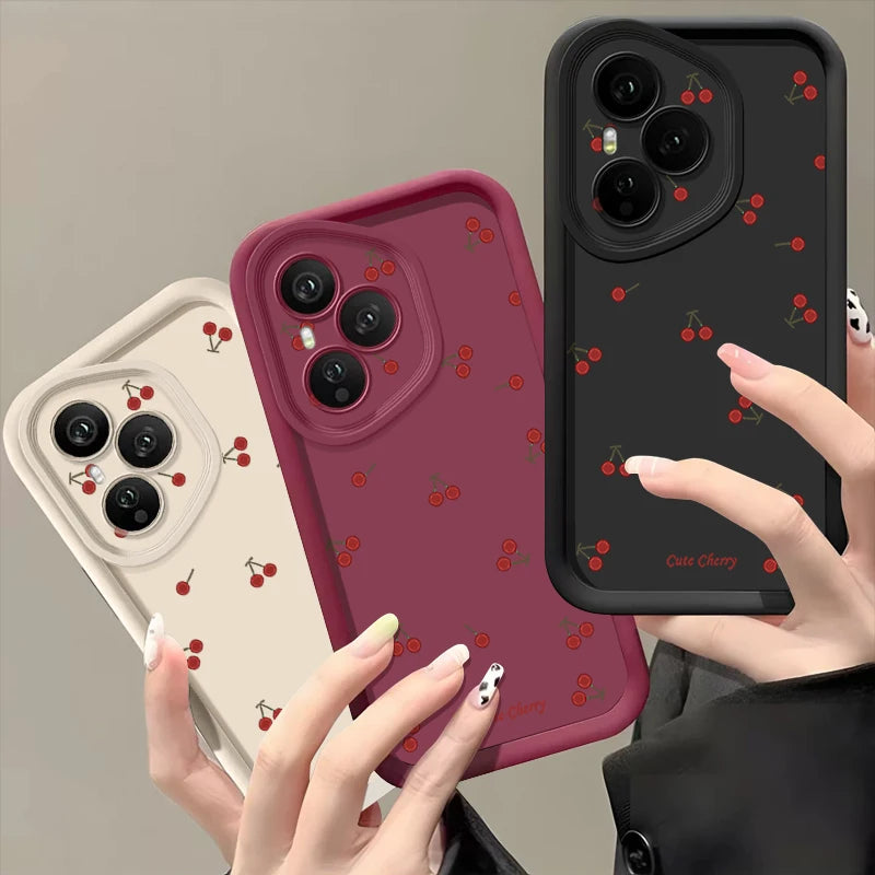 Mini Red Cherry Printed Soft TPU Phone Case For Honor 400 Pro 200 Pro X8c X9c Smart X6a X6b X6c Magic7 Lite Silicone Back Cover