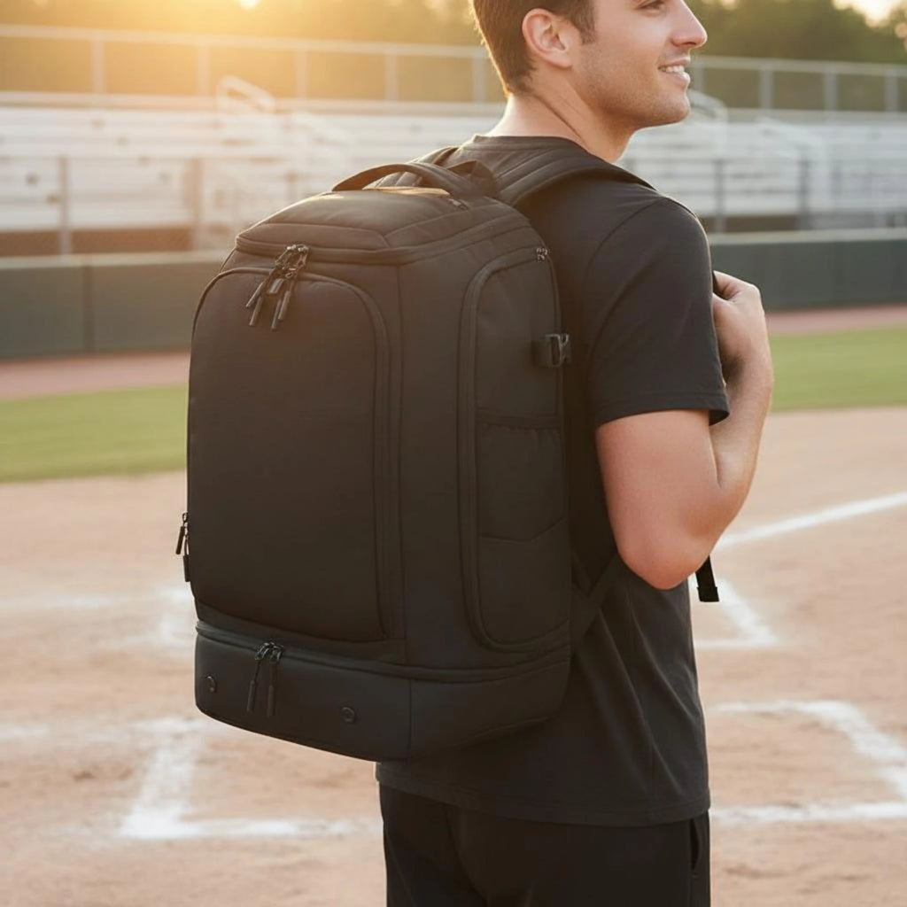 Baseball Equipment Backpack Large Main Compartment Softball Equipment Backpack Bat Sleeve Pack Wet Dry Separation for Matches