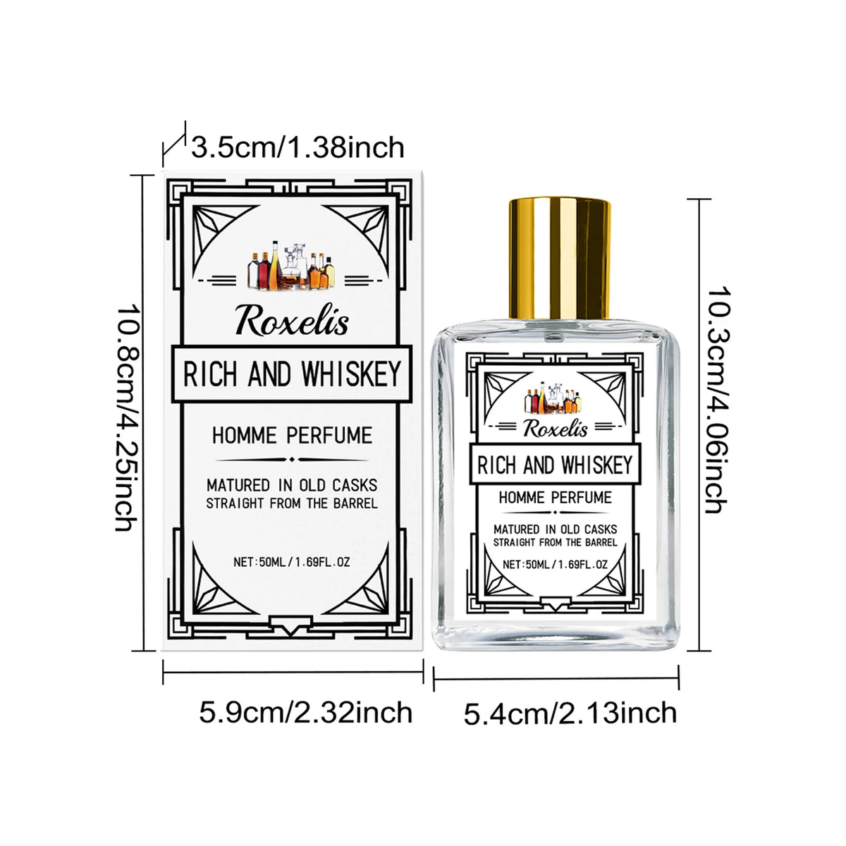 Roxelis 50ml Charm Whisky Men's Perfume Gulong Fragrance Elegant Fresh Charm Fragrance for Men Perfume