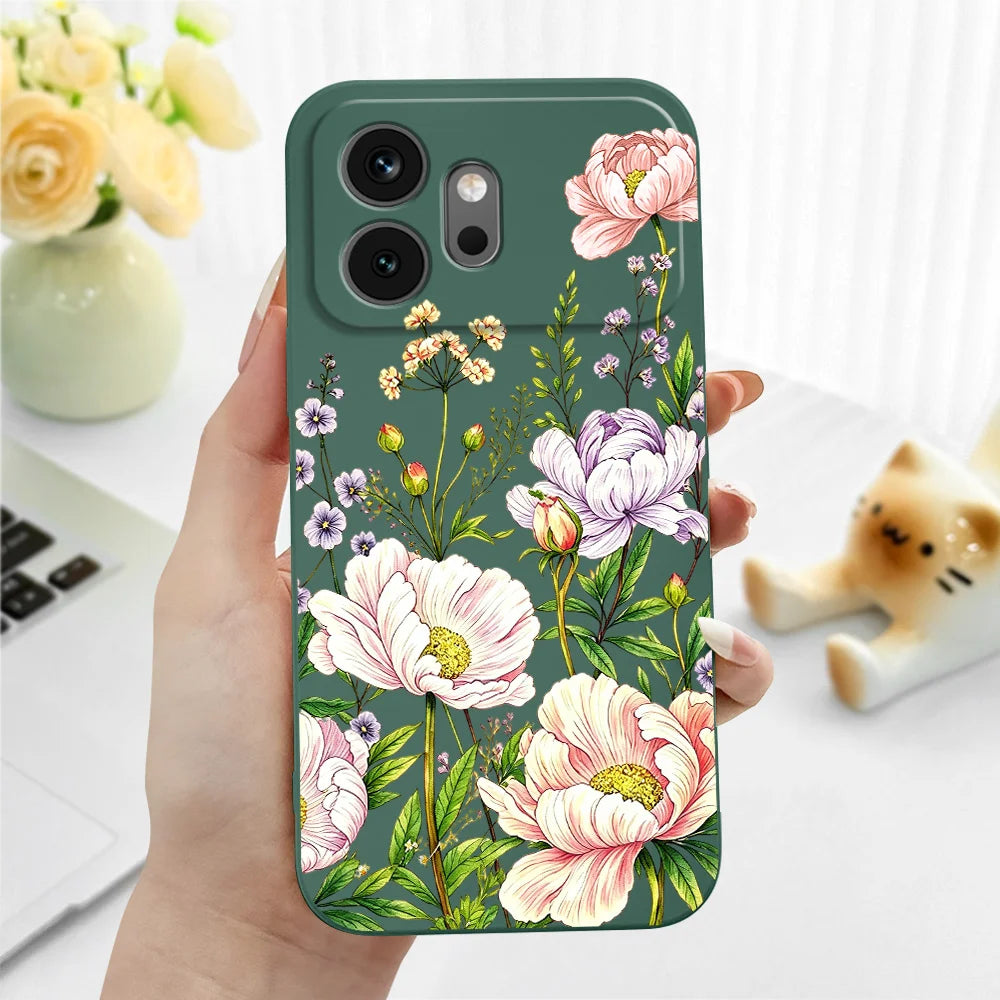 Peony Patch Phone Case For Huawei Honor 600 400 300 200 100 90 Pro Lite Smart Magic 8 7 4 Silicone Soft Cover