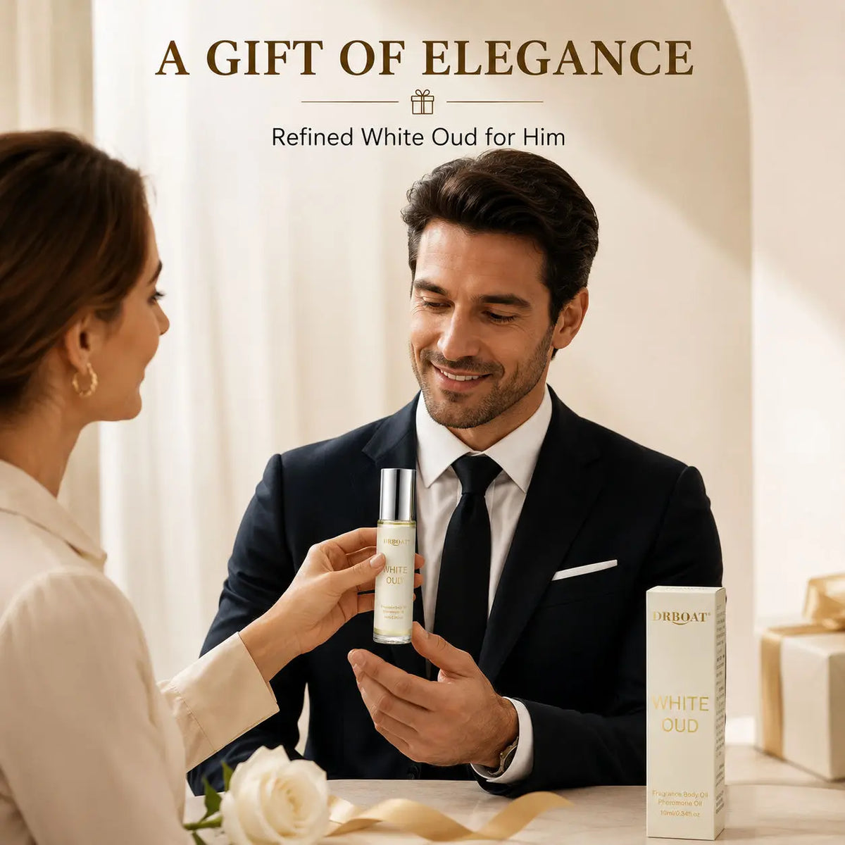 Men Roll-on Perfume Oil,Fresh Citrus White Oud Woody,Alcohol-Free Long Lasting Scent,Portable Pocket Travel Fragrance Gift
