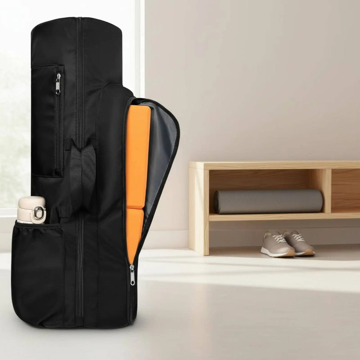 Mind-Body Mat Bag Multiple Pockets Mind-Body Backpack Mat Carrier Backpack Portable Sports Gear Organizer Easy to Carry