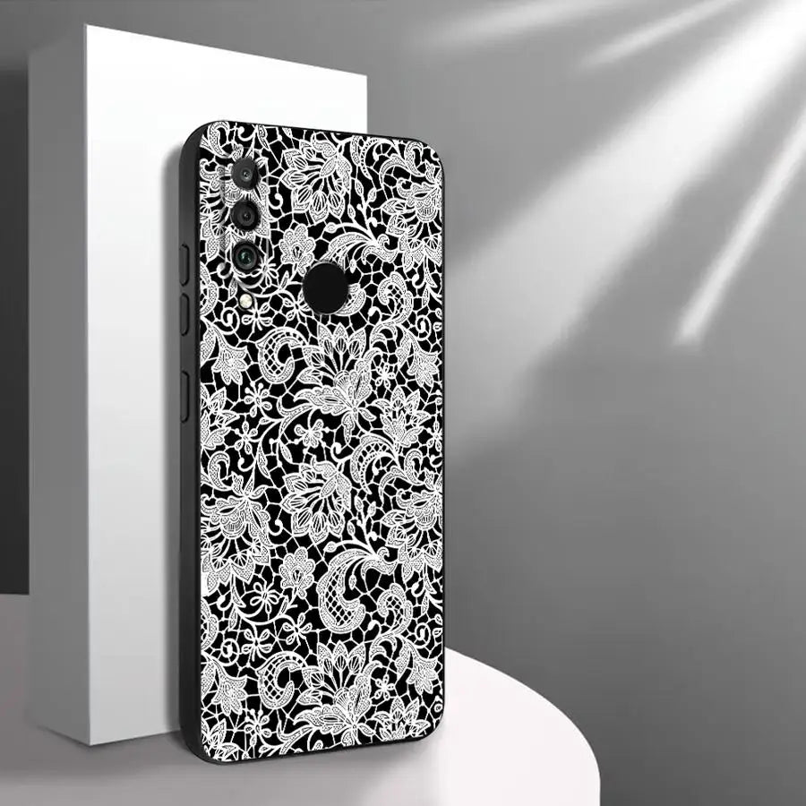 Case for Huawei P20 P40 Lite P30 P20 Pro P20 Lite 2018 P Smart 2019 Funda Phone Cover Black Floral Lace