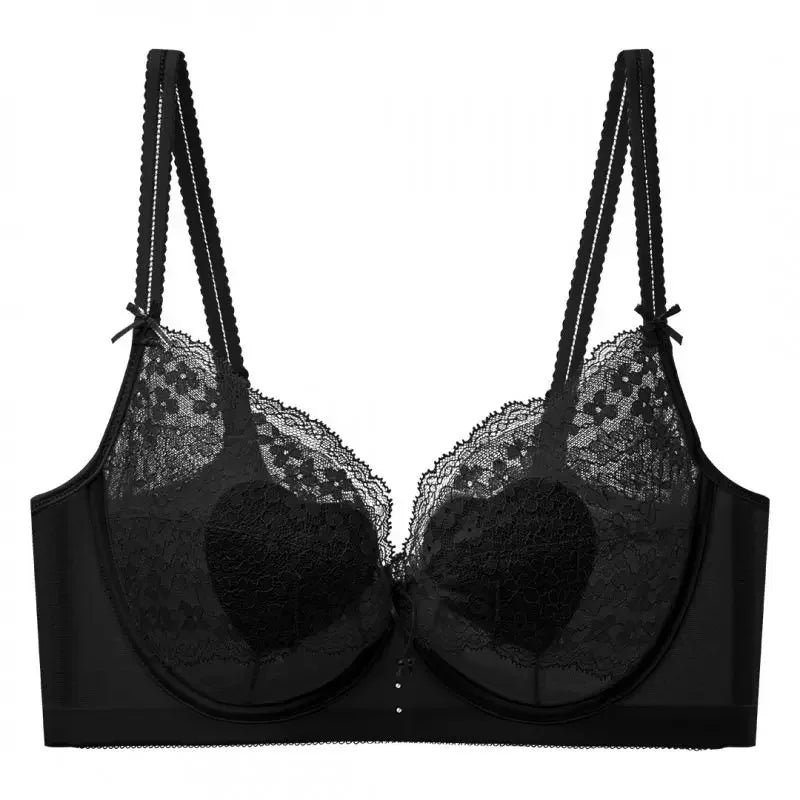 Lace Push Up Bra For Women Soft Underwire Bunny Ear Cup Ultra Thin Supportive Brassiere Full Bust Daily Wear Underwear