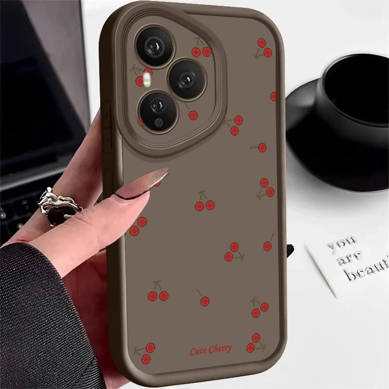 Mini Red Cherry Printed Soft TPU Phone Case For Honor 400 Pro 200 Pro X8c X9c Smart X6a X6b X6c Magic7 Lite Silicone Back Cover