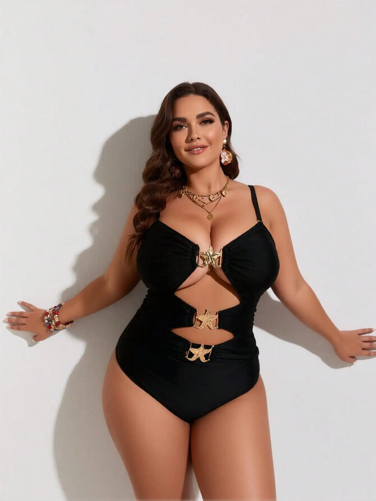 Plus-Size Black Starfish-Accent One-Piece Swimsuit