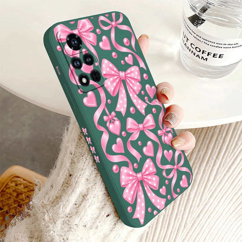 Bow Knots Flower Phone Case For Honor 600 Pro 400 70 Lite 500 200 90 Smart 50 SE 20 9C 9X Pro Shockproof Silicon Soft Cases Etui