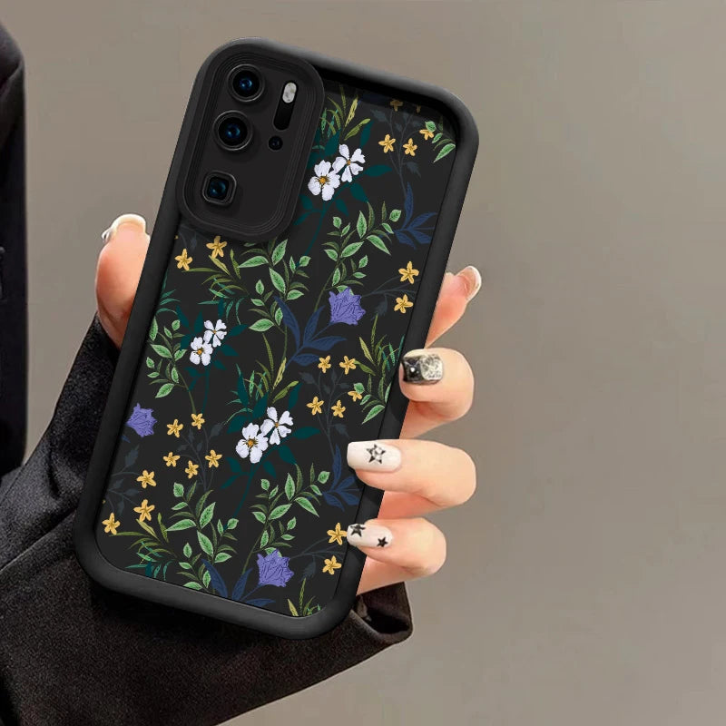 Silicone Floral Phone Case For Huawei P Smart Pro P50 Pro P40 Lite 5G Y7A Y9S P30 P20 Y9 Prime 2019 Shockproof Back Capa