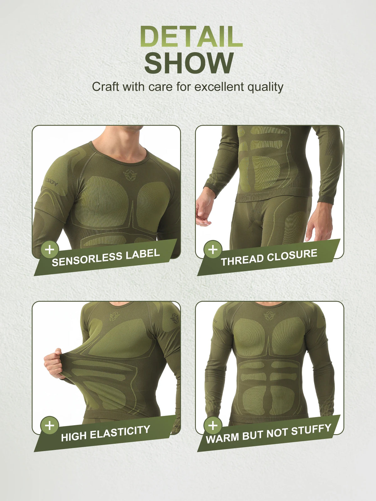 Esdy Men's Thermal Underwear Set Seamless and Traceless Self-Heating Thermal Locking Thickened Underwear Yoga Hiking Skiing Sports Base Layer Set
