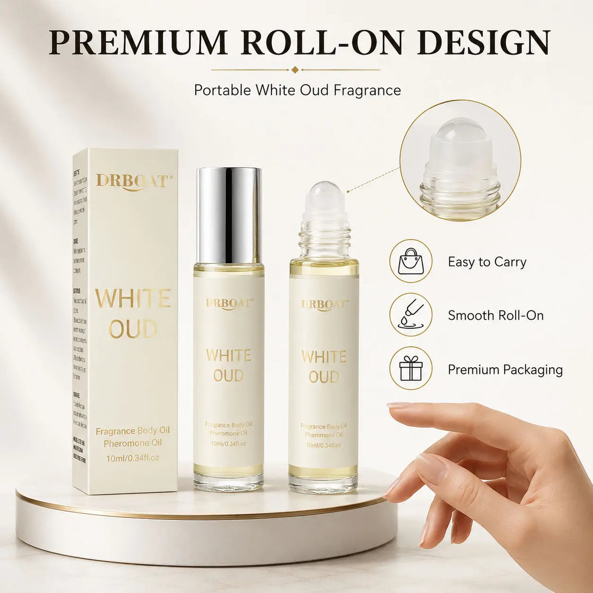 Men Roll-on Perfume Oil,Fresh Citrus White Oud Woody,Alcohol-Free Long Lasting Scent,Portable Pocket Travel Fragrance Gift
