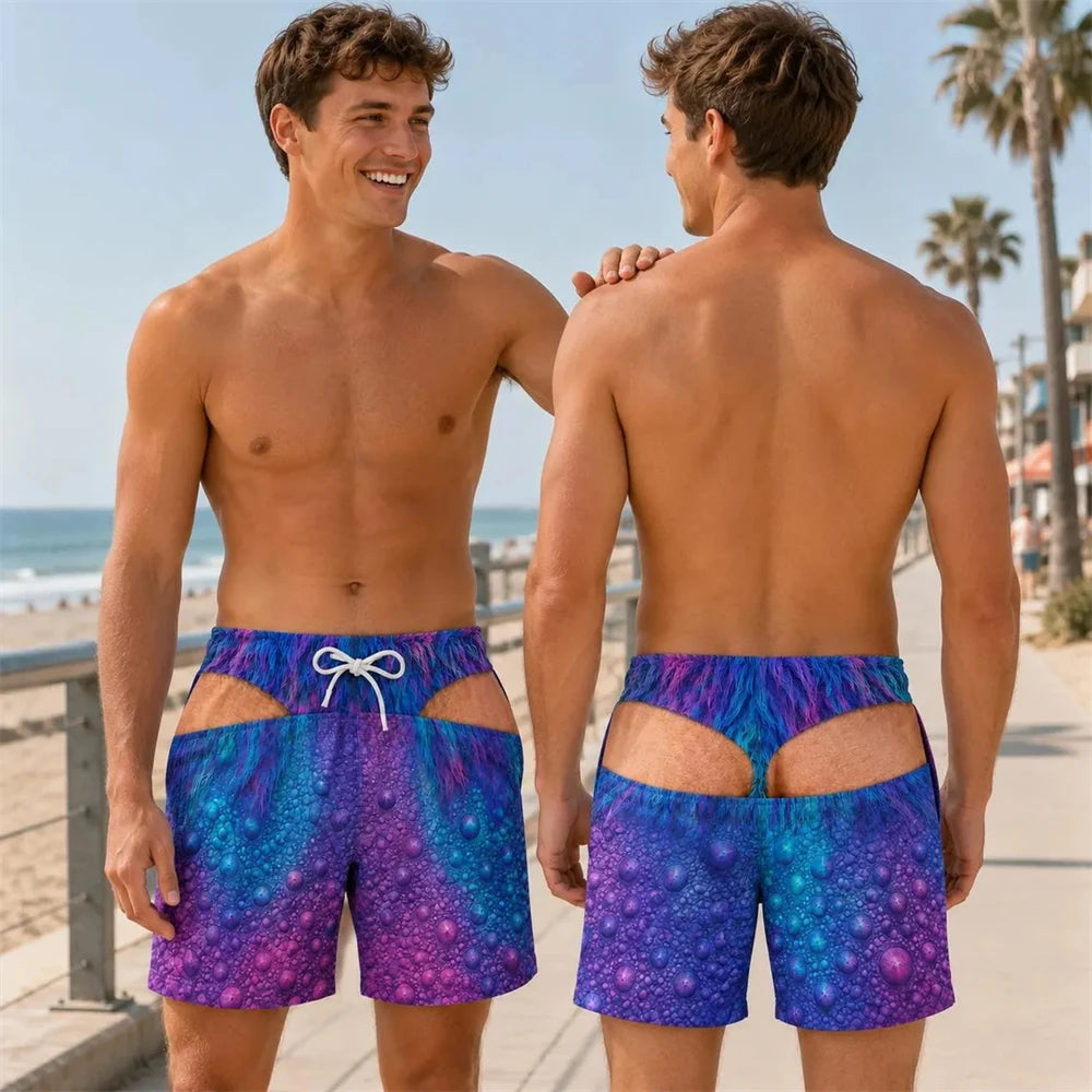 Spider Web Prank Swim Trunks For Men Scary Spider 3D Illusion Fake Underwear Print Board Shorts Novelty For Beach Holiday Party