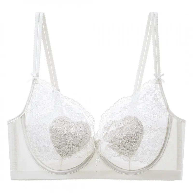 Lace Push Up Bra For Women Soft Underwire Bunny Ear Cup Ultra Thin Supportive Brassiere Full Bust Daily Wear Underwear
