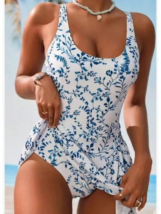 Women's Floral Swimwear with Side-Tie Wrap Skirt