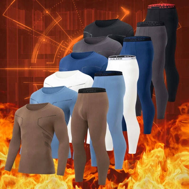 2-piece Autumn/Winter Men's Casual And Comfortable Warm Suit Youth Sports And Fitness Base Underwear Set Long Sleeved Base Shirt
