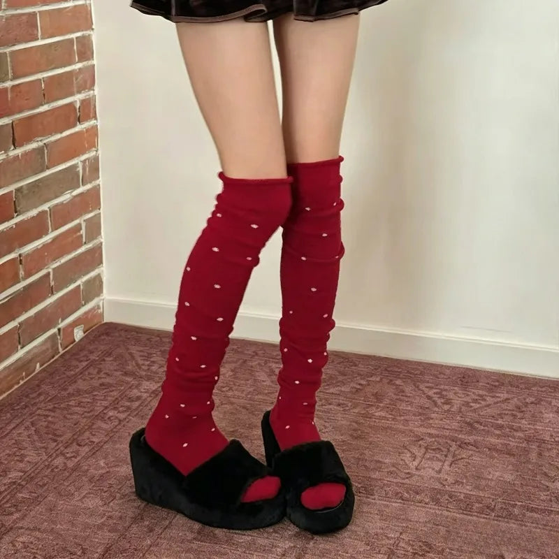 Women's Polka-Dot Knee-High Leg Warmers