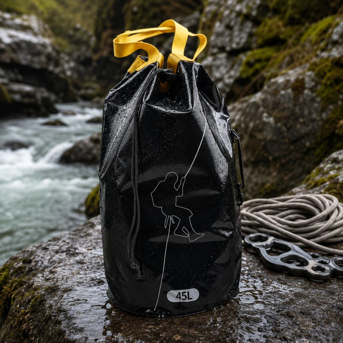 Climbing Rope Backpack Mesh Material Climbing Rope Bag Drain Hole Side Handle for Canyoning