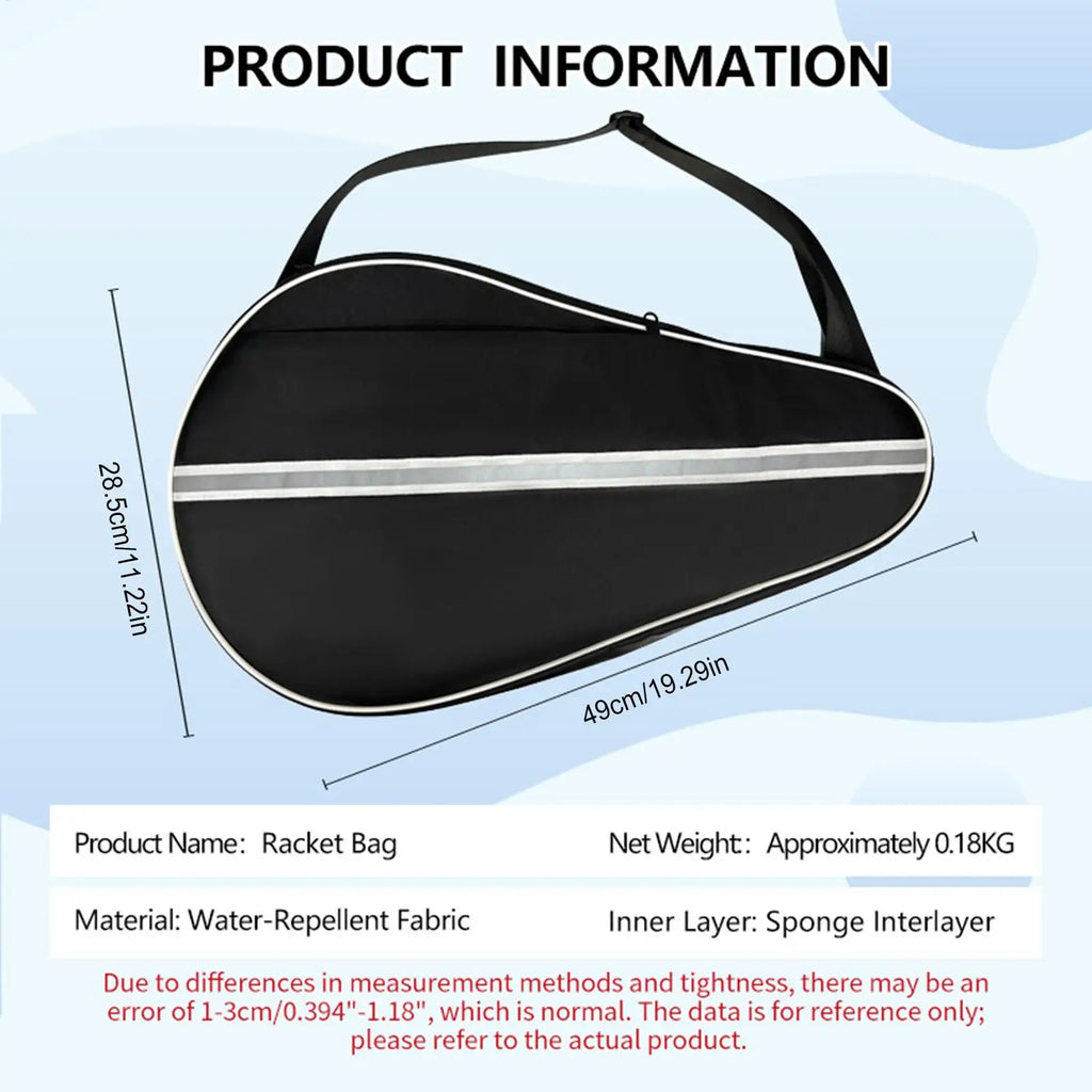 Tennis Racket Bag Portable Zipped Night Reflective Waterproof Storage Paddle Storage Travel Backpack For Gym Park Club Stadium