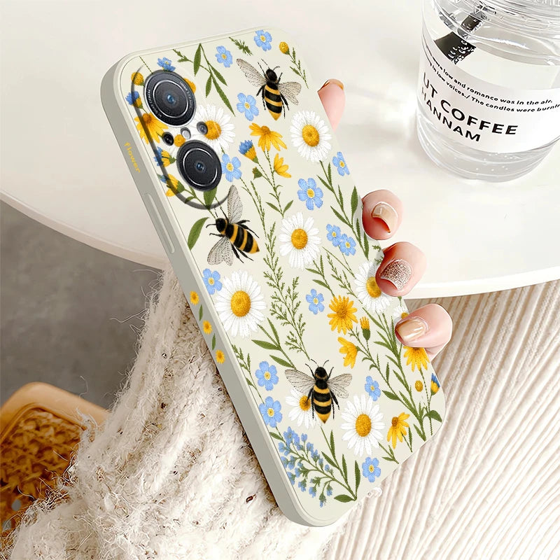Bee Pattern Phone Case For Huawei Y9 Prime Y7 Pro 2019 Y7A Y9S Nova 6 9 SE 8i 5T 3i P20 P30 P40 Lite E P Smart Z Plus Soft Funda