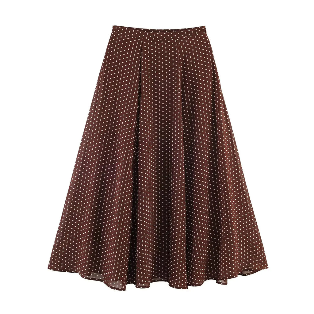 Polka Dot Printed Midi Skirts Two Piece Sets for Women 2025 Summer Chic Bow Tied Blouse Top Suits Woman 2 Piece Outfits