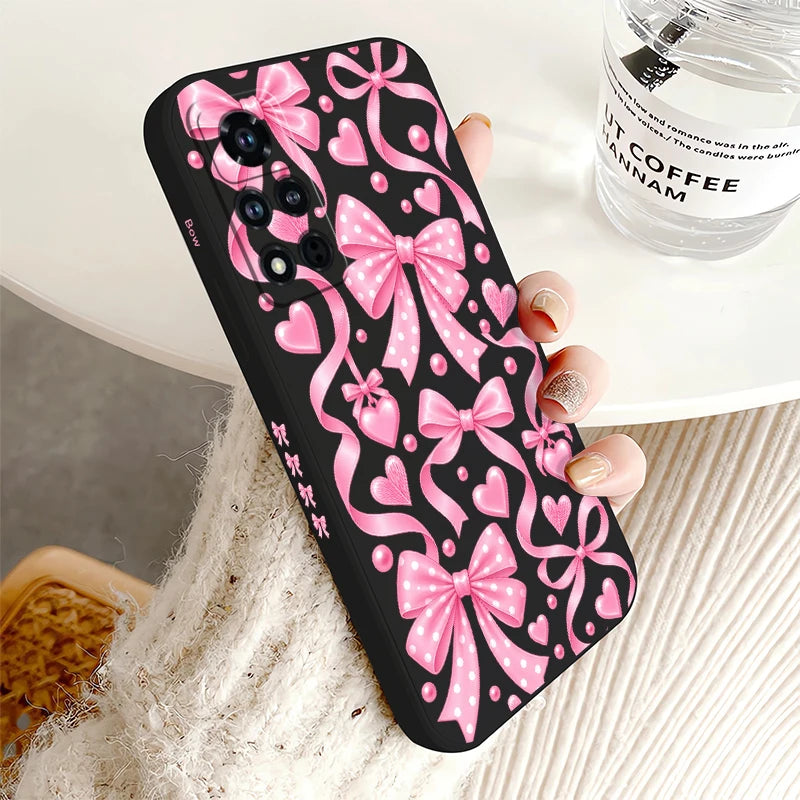 Bow Knots Flower Phone Case For Honor 600 Pro 400 70 Lite 500 200 90 Smart 50 SE 20 9C 9X Pro Shockproof Silicon Soft Cases Etui